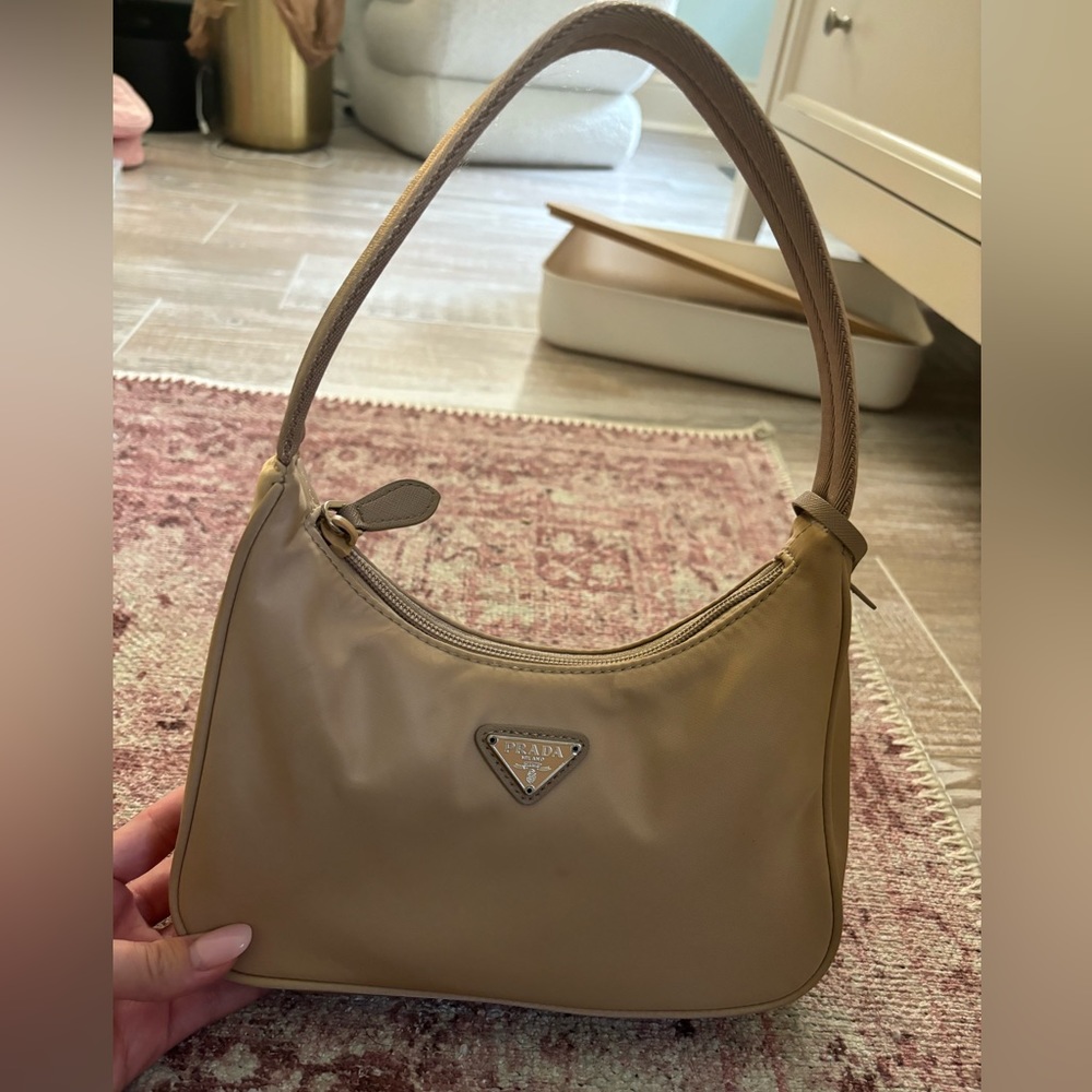 Tan Prada tessuto nylon bag